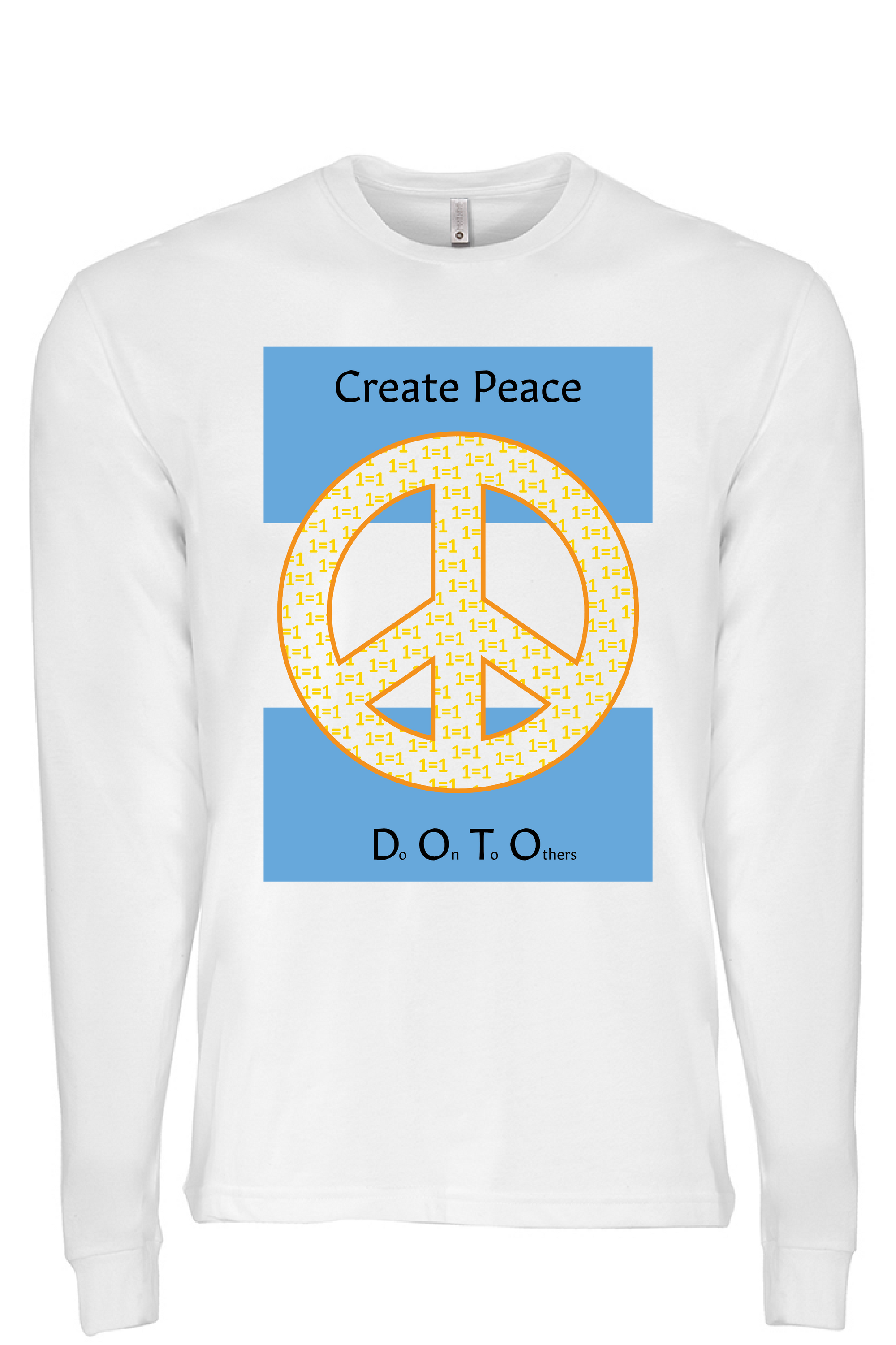 CREATE PEACE - Blue and White - Long sleeve Sueded Tee